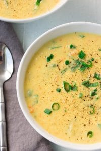 Super Creamy Vegan Cauliflower Kale Soup - Nora Cooks