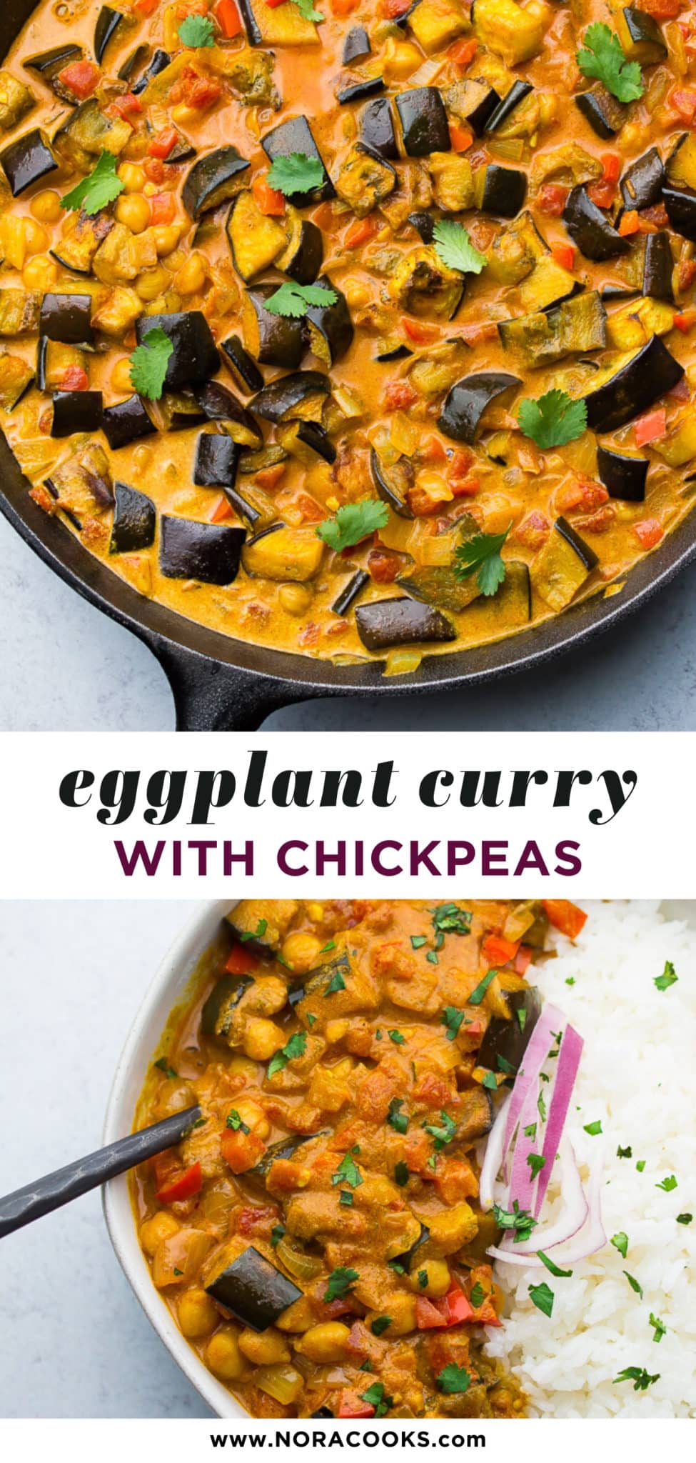 Roasted Eggplant Curry with Chickpeas - Nora Cooks