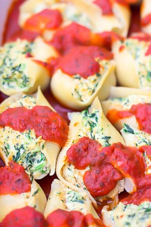 Vegan Stuffed Jumbo Shells with Spinach - Nora Cooks