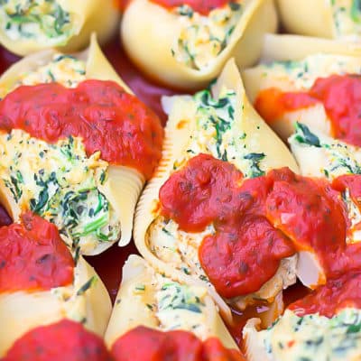 Vegan Stuffed Jumbo Shells with Spinach - Nora Cooks