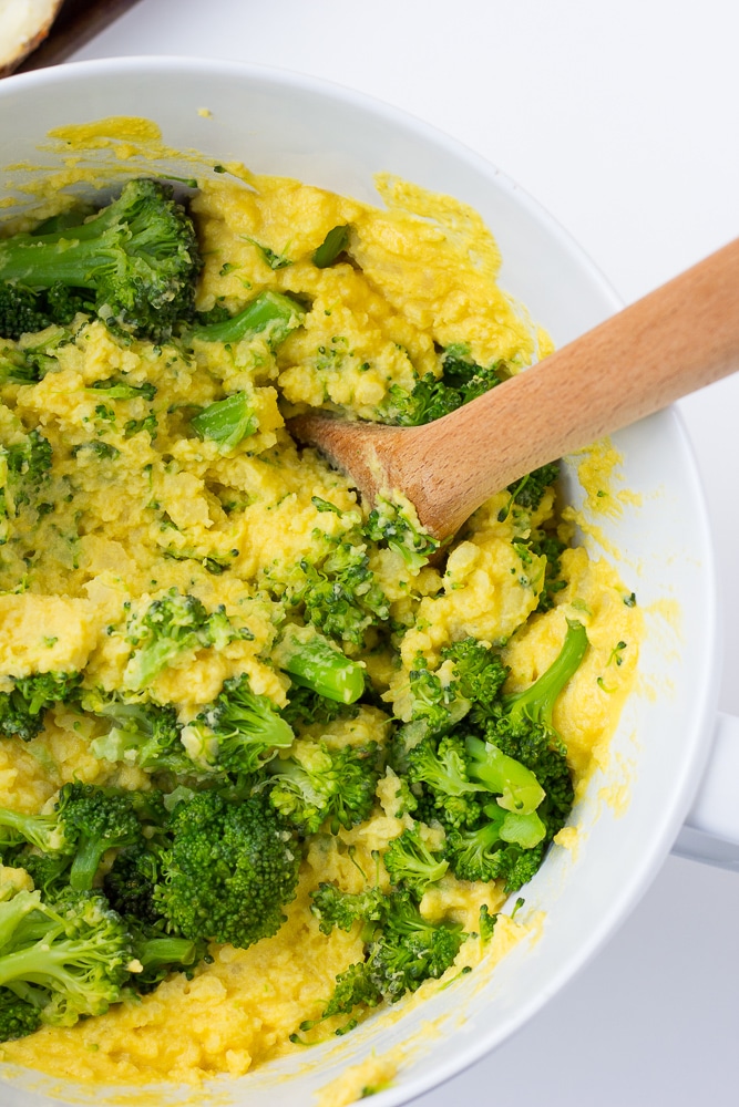 Vegan Cheesy Broccoli Twice Baked Potatoes - Nora Cooks