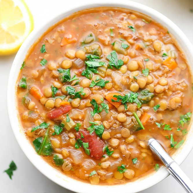 Cooking lentils soup