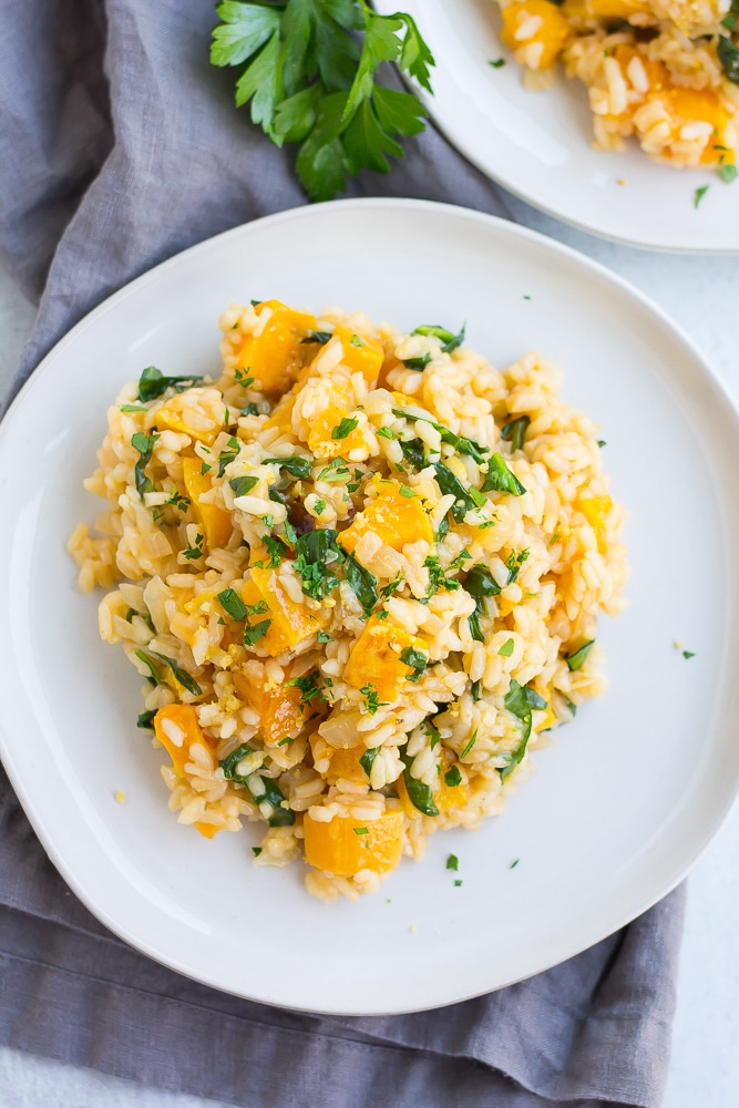 Vegan Risotto with Roasted Butternut Squash - Nora Cooks