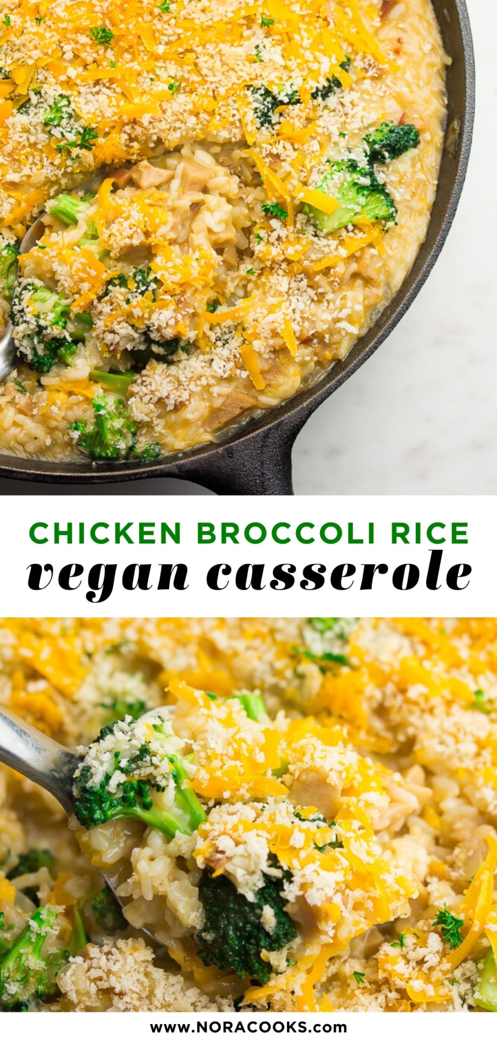 Chicken Broccoli Rice Vegan Casserole - Nora Cooks