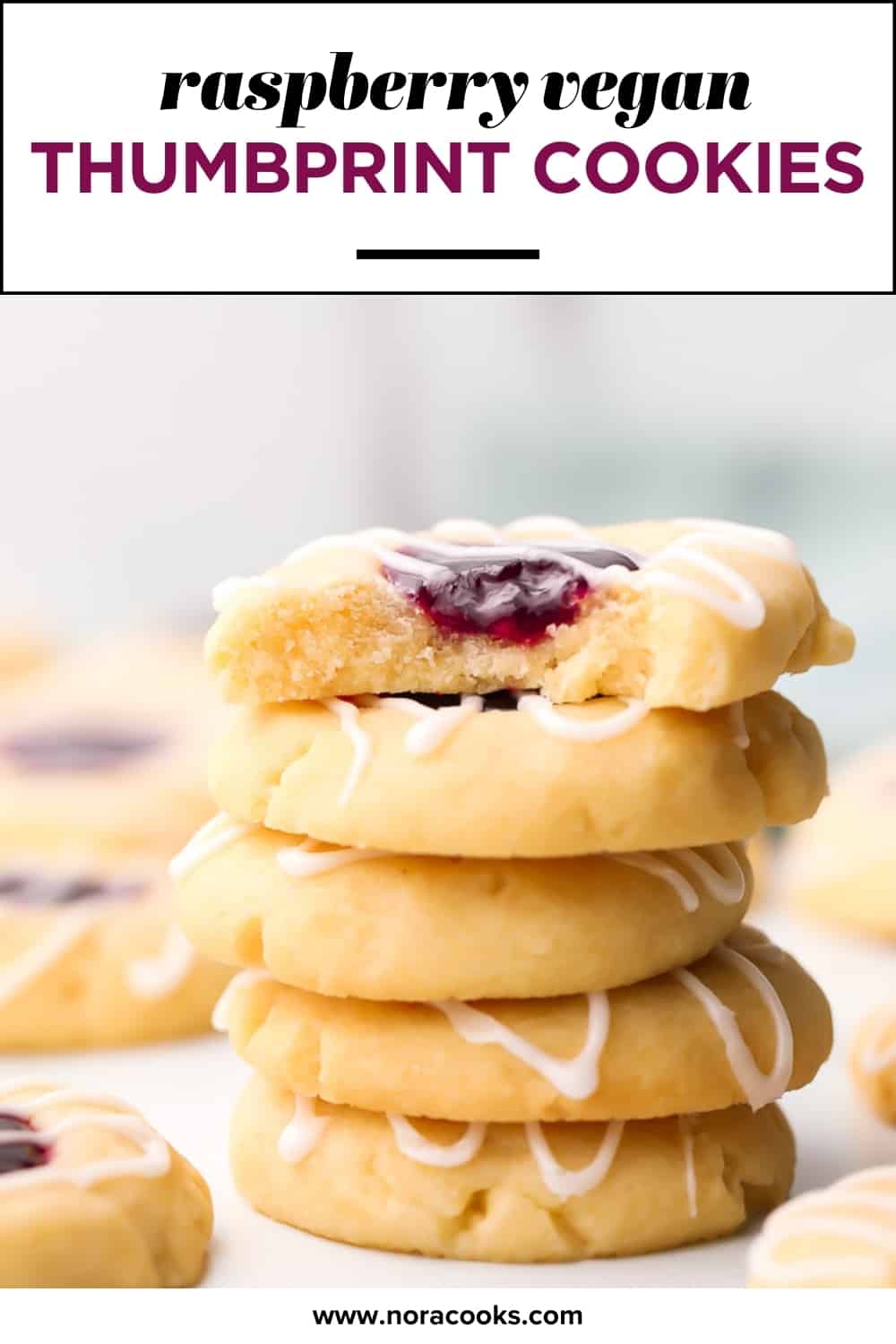 Raspberry Almond Vegan Thumbprint Cookies - Nora Cooks