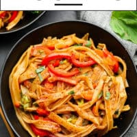 Pinterest collage with text box reading drunken noodles that are easy to make