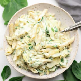 Vegan Spinach Artichoke Pasta - Nora Cooks