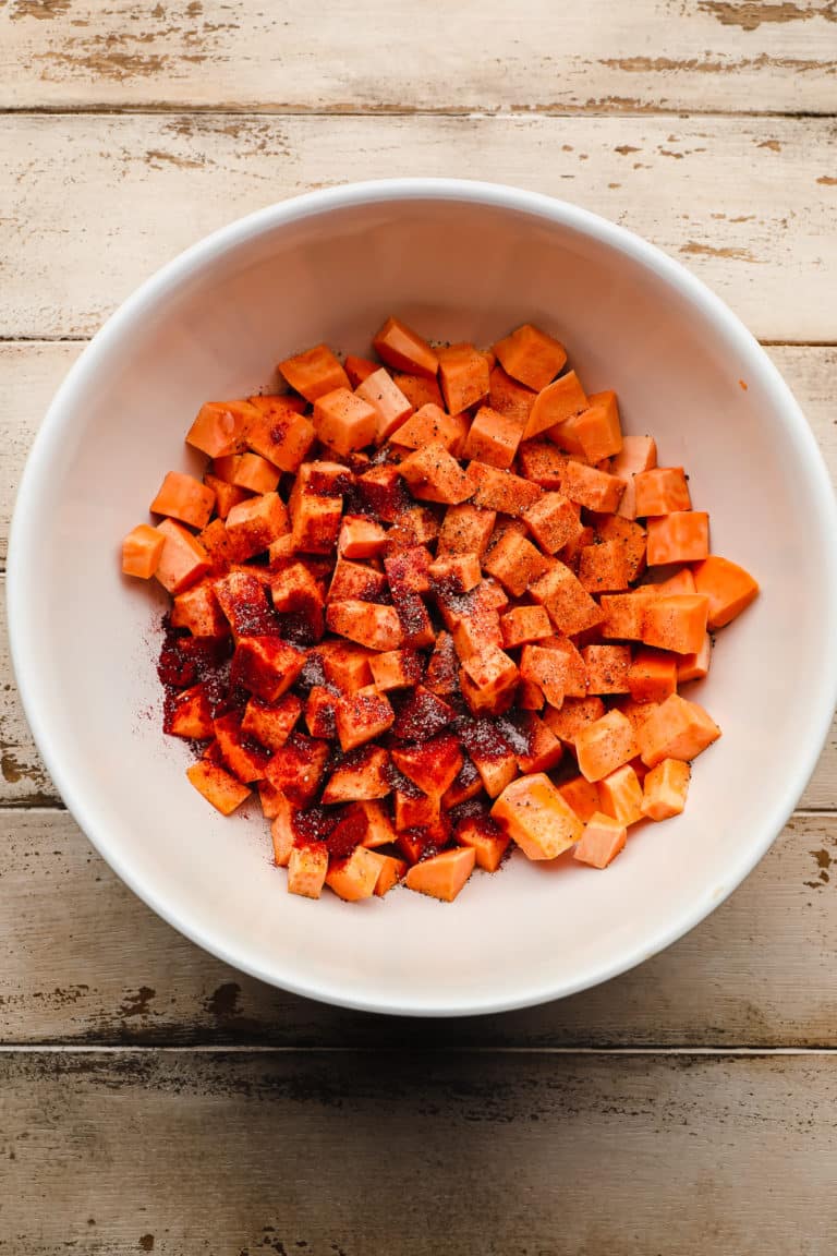 Air Fryer Sweet Potatoes (Sweet and Spicy!) - Nora Cooks