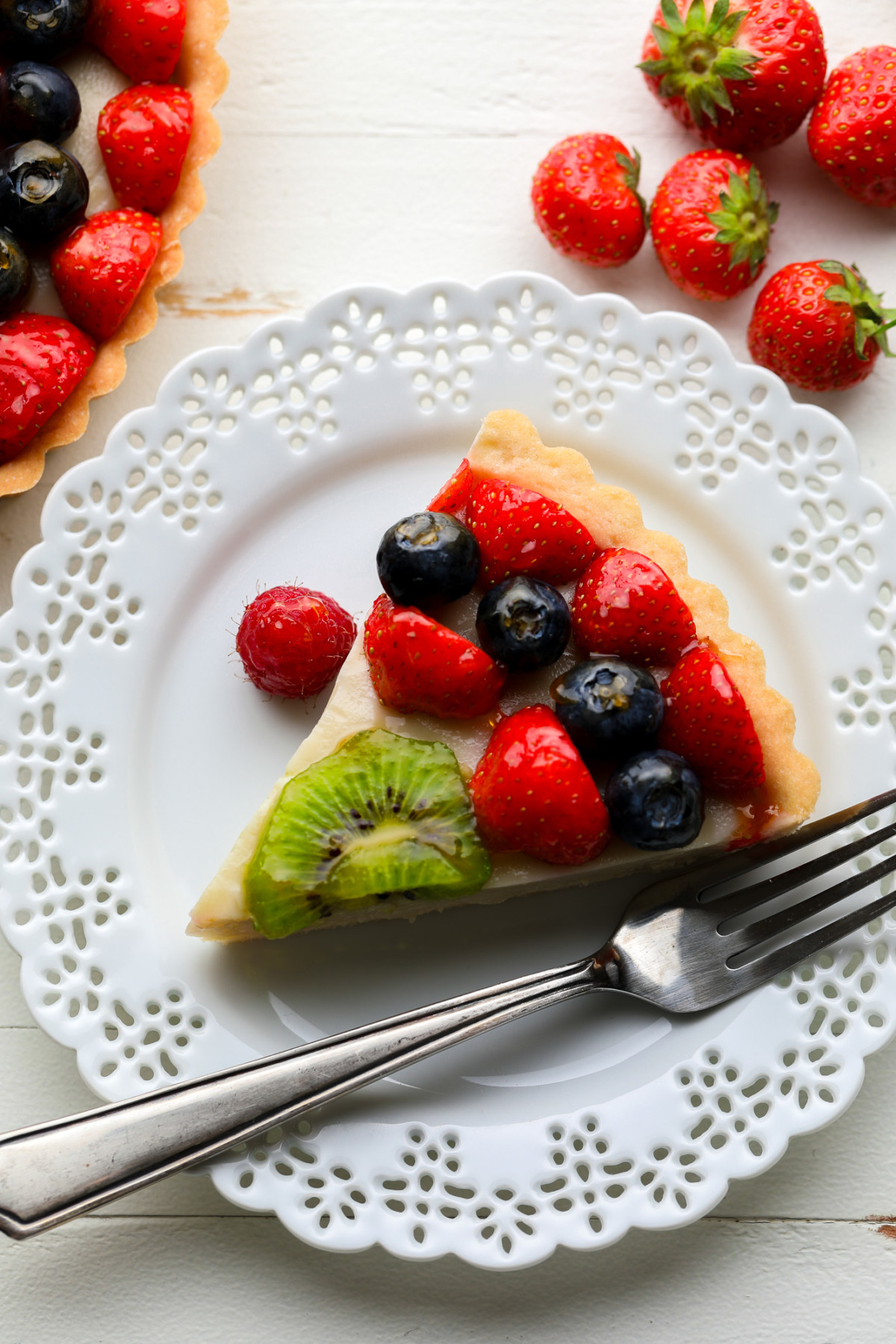 piece of fruit tart on plate