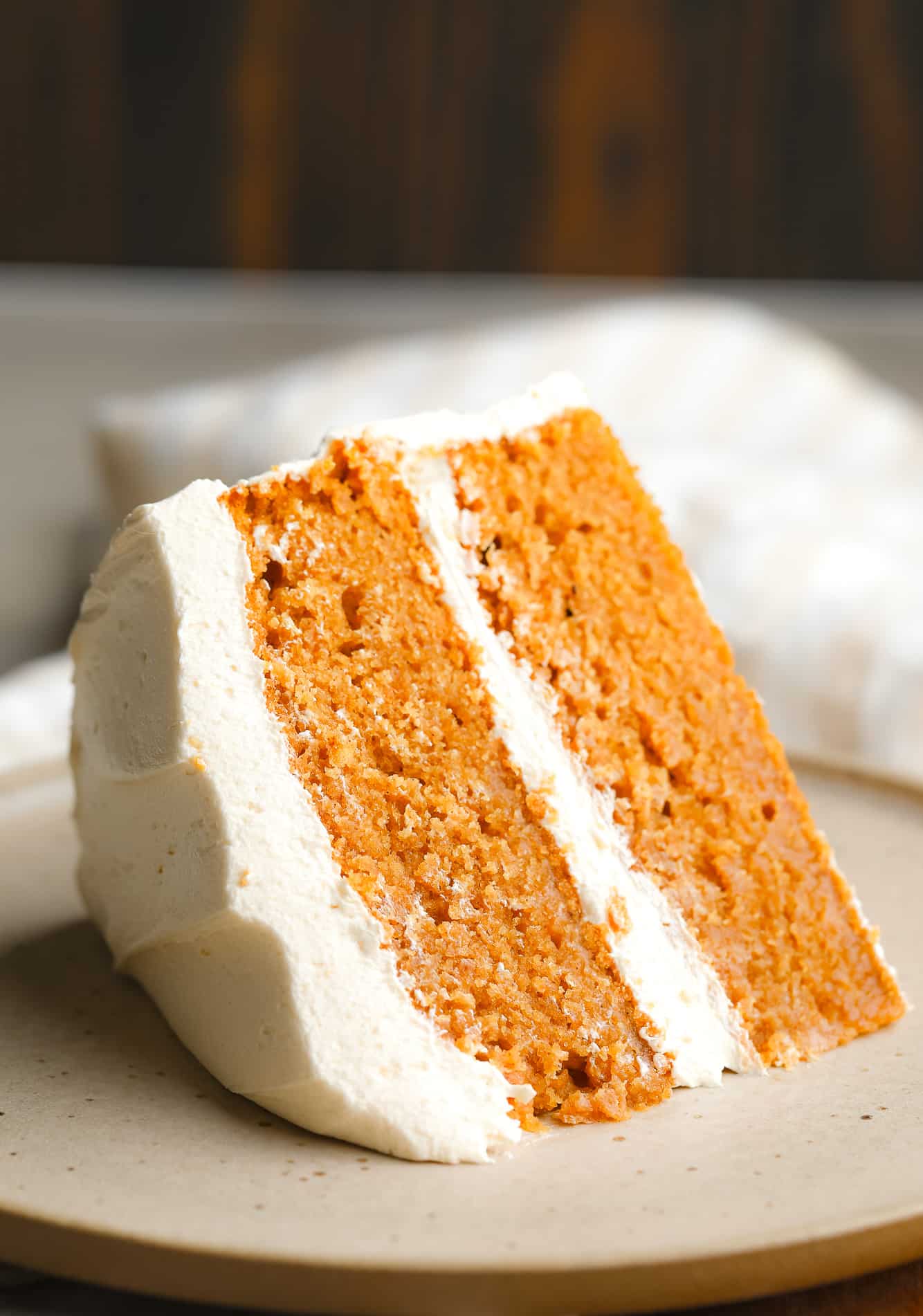 close up on a slice of Pumpkin Spice Latte Cake.