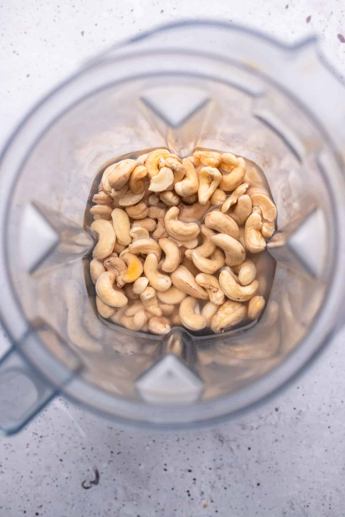 cashews and water in a blender.